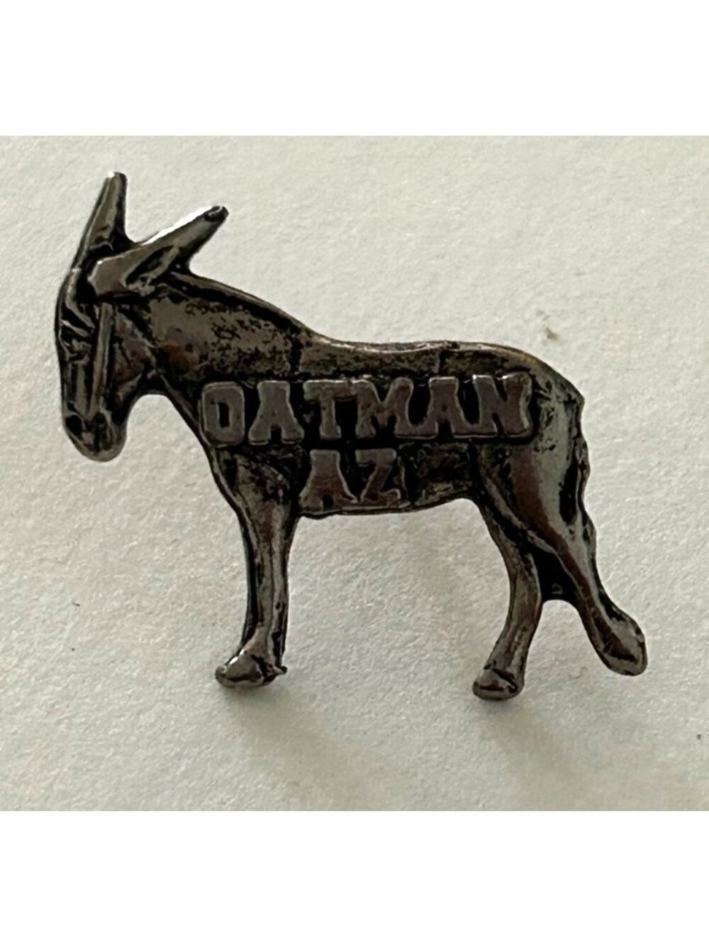 Vintage Oatman AZ Donkey Shaped Lapel Pin In Pewter Arizona Burro Route 66 Souve